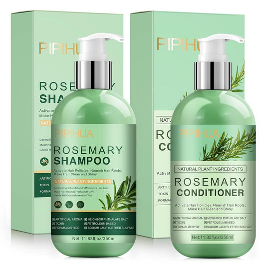 Rosemary Hair Growth Shampoo & Conditioner Set: Infused with Tea Tree Oil Mint Biotin - Cleanses and Helps Strengthen Weak and Brittle Hair - Promotes Hair Growth & Scalp Health for Men Women
