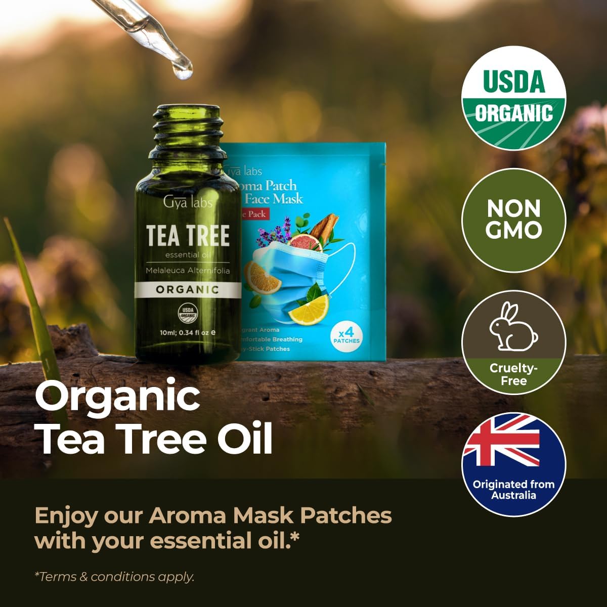 Gya Labs Organic Tea Tree Essential Oil - 0.34 Fl Oz - for Skin, Hair, Diffuser, Aromatherapy, DIY Candle Making Scents