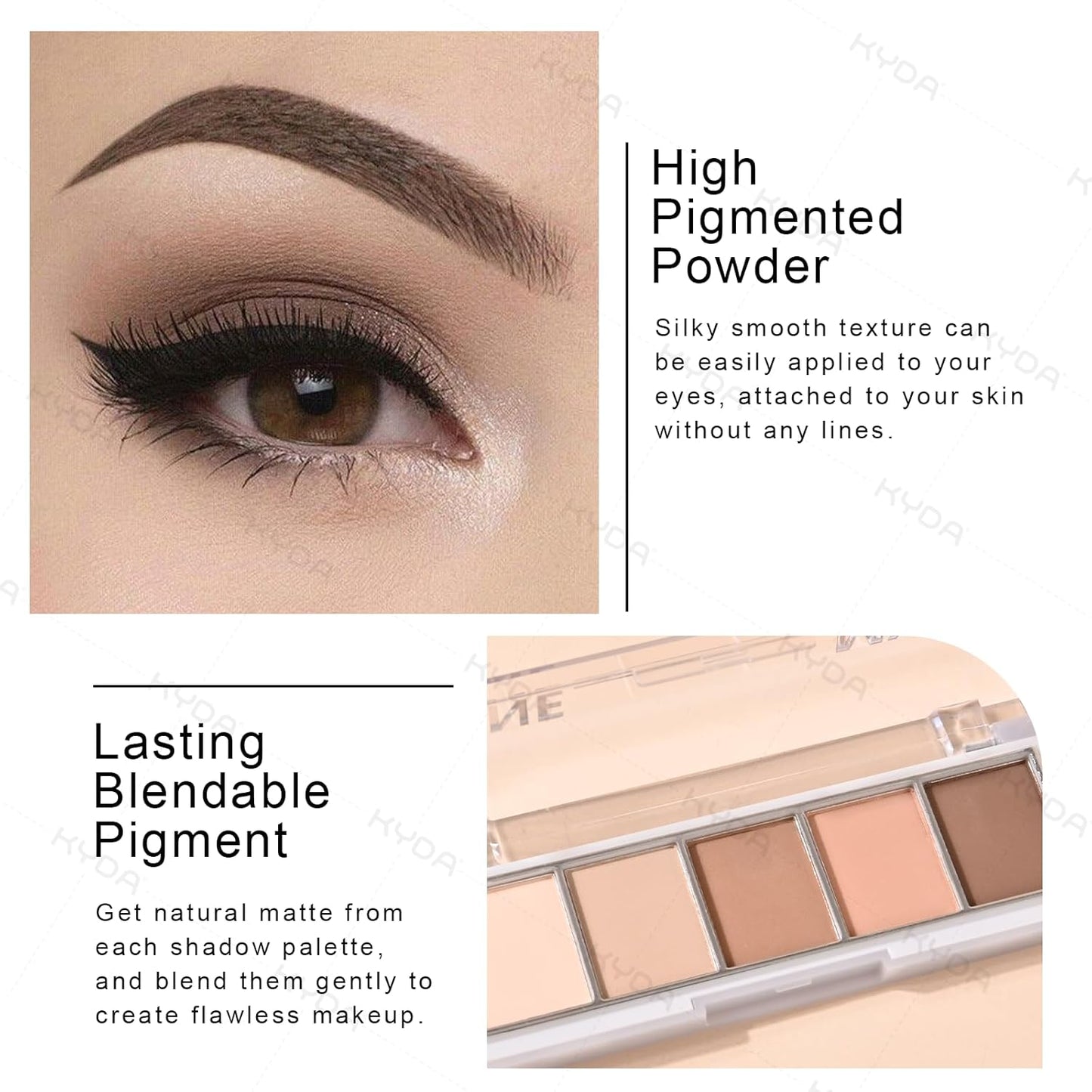 KYDA 5 Colors Matte Brown Eyeshadow Palette, Neutral Nude Eyeshadow, All Matte Eyes Palette, High Pigment Pressed Powder Eye Makeup Gift for Women, Lasting Blendable Daily Eyes Shadow, BROWN