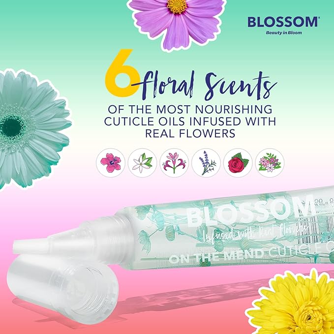 Blossom Cuticle Oil Pen for Nails, On the Mend Scented Travel Nail Oil for Growth and Strength, Infused with Real Flowers 0.34oz, Jasmine