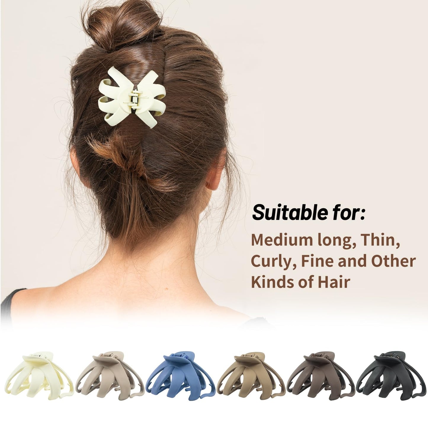 6 Pcs Hair Claw Clips for Women, 2.8" Medium Non-Slip Octopus Jumbo Hair Accessories (Multi-colors)