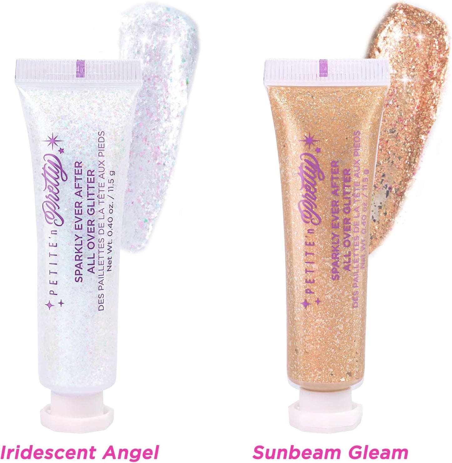 Petite N Pretty Sparkly Ever After Glitter Gift Set for Eyes, Cheeks, and Body, All-Over Glitter in Iridescent Angel & Sunbeam Gleam Shades, & Pink Cherry Pearl Keychain Wallet for Kids, Tweens, Teens