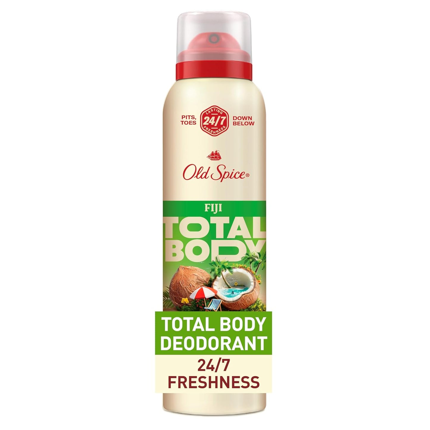 Old Spice Whole Body Deodorant Spray for Men, Aluminum Free, Fiji Scent, 24/7 Odor Protection, 24/7 Lasting Freshness, Dermatologist Tested, Gentle on Skin, Safe to Use All Over, 3.5 oz