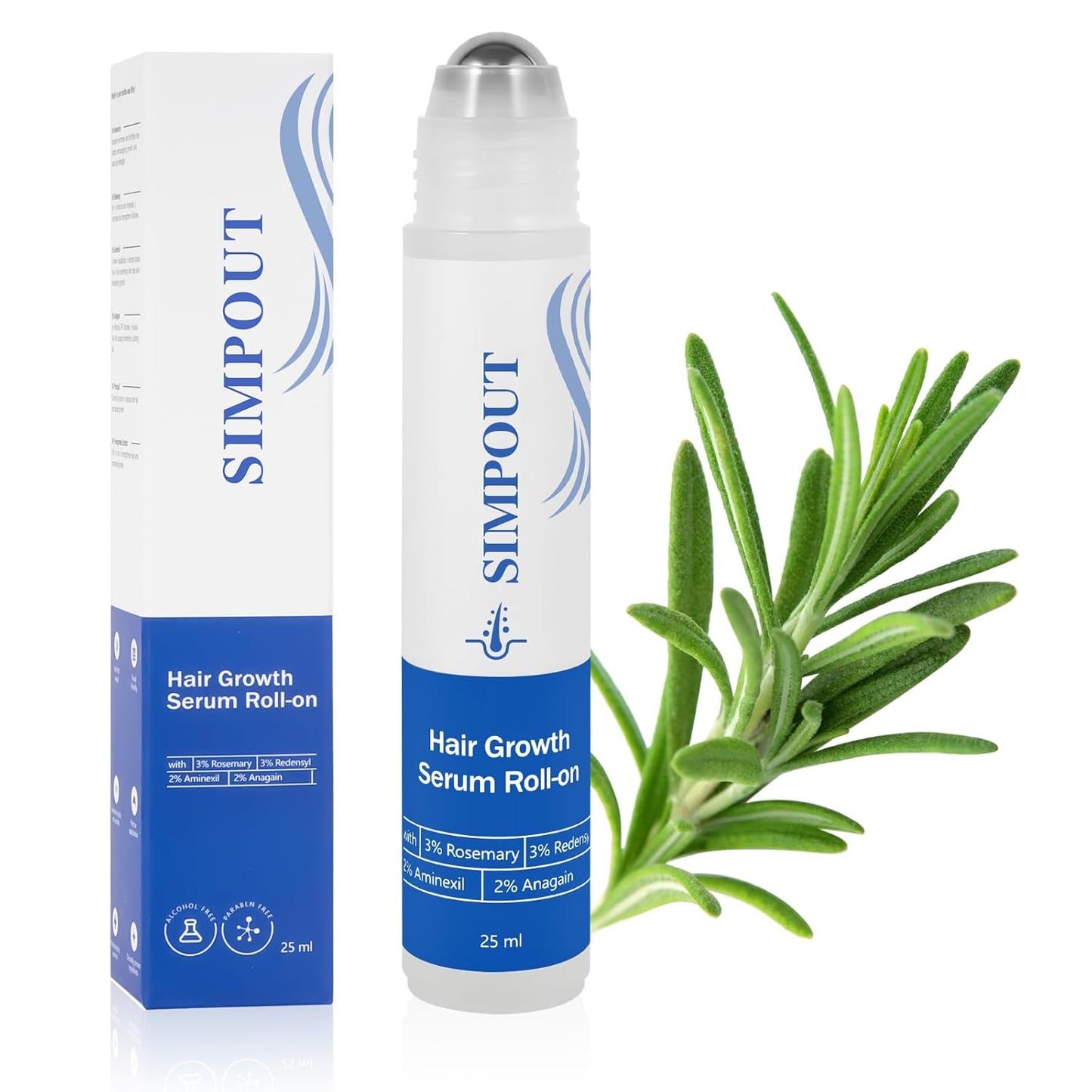 Rosemary Hair Growth Serum Roll On, Nourishing Scalp Hair, Thicker & Stronger Hair, Reduces Hair Fall, Suit for Women Men, For All Hair Types(Rosemary)