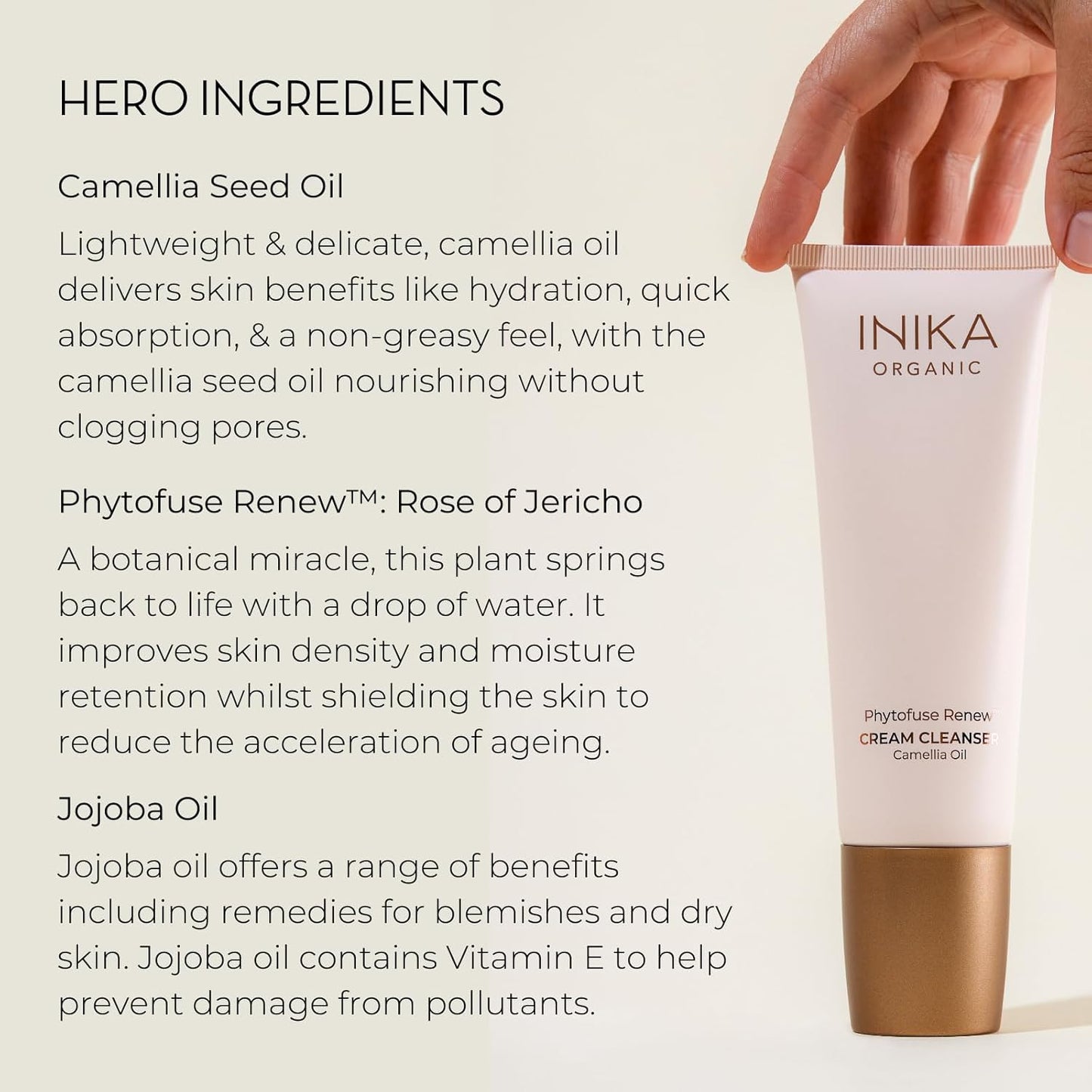 INIKA Organic Phytofuse Renew™ Cream Cleanser | Sensitive, 100% Natural, Deeply Cleanse & Boost Ccirculation. Restores Hydration & Protects Skin Barrier. 100mL