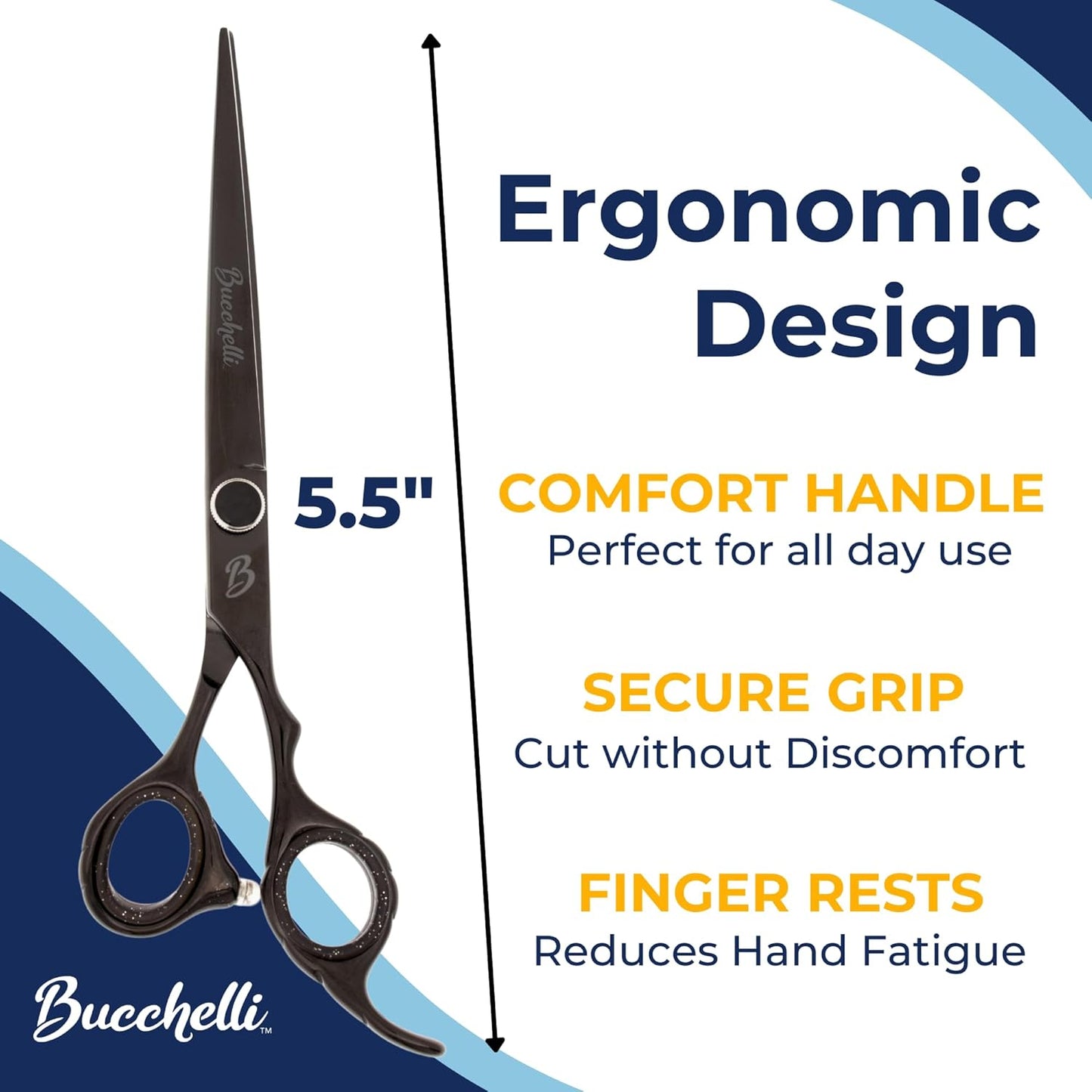 5.5 Inch Hair Cutting Scissors Professional - 440A Japanese Barber Scissors - Micro Bevel Edge with Adjustable Tension Knob (Black Right 5.5")