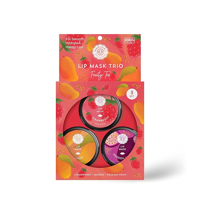 Overnight Lip Sleeping Masks Trio - Set of 3 All Natural Hydrating Lip Treatment - Overnight Repair for Soft, Smooth, Hydrated Lips (3 Pack, Fruity Trio)