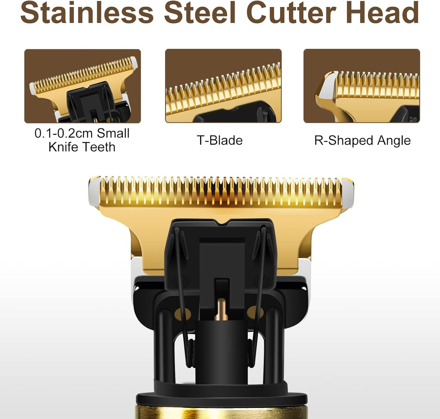 YOGINGO Professional Hair Trimmer for Men, Cordless Rechargeable Beard Trimmer Hair Clippers for Men, Metal Body Cutting Grooming Kit, Beard Shaver Barbershop, Bronze