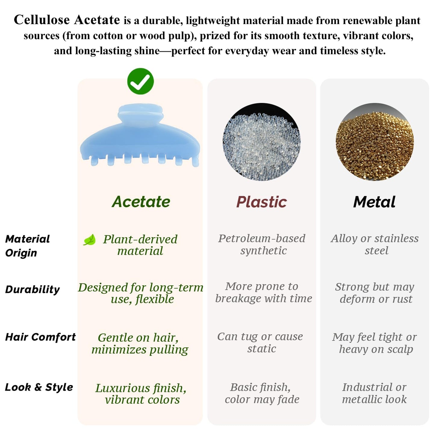 MAORULU Cute Claw Clip for Women – 4'' Large Acetate Hair Clips for Thick Thin Curly Long Hair, Durable Hair Clamps Non-slip Jaw Clip, Strong Hold, No Hair Damage, Stylish French Design (Blue)