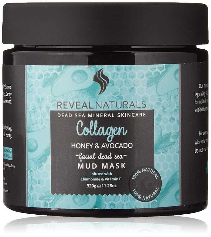 All Natural & Authentic Dead Sea Mud Mask for Face & Body Infused with Collagen, Avocado and Honey – Vegan - Unscented - Treats Blackhead, Pores (11.28 oz)