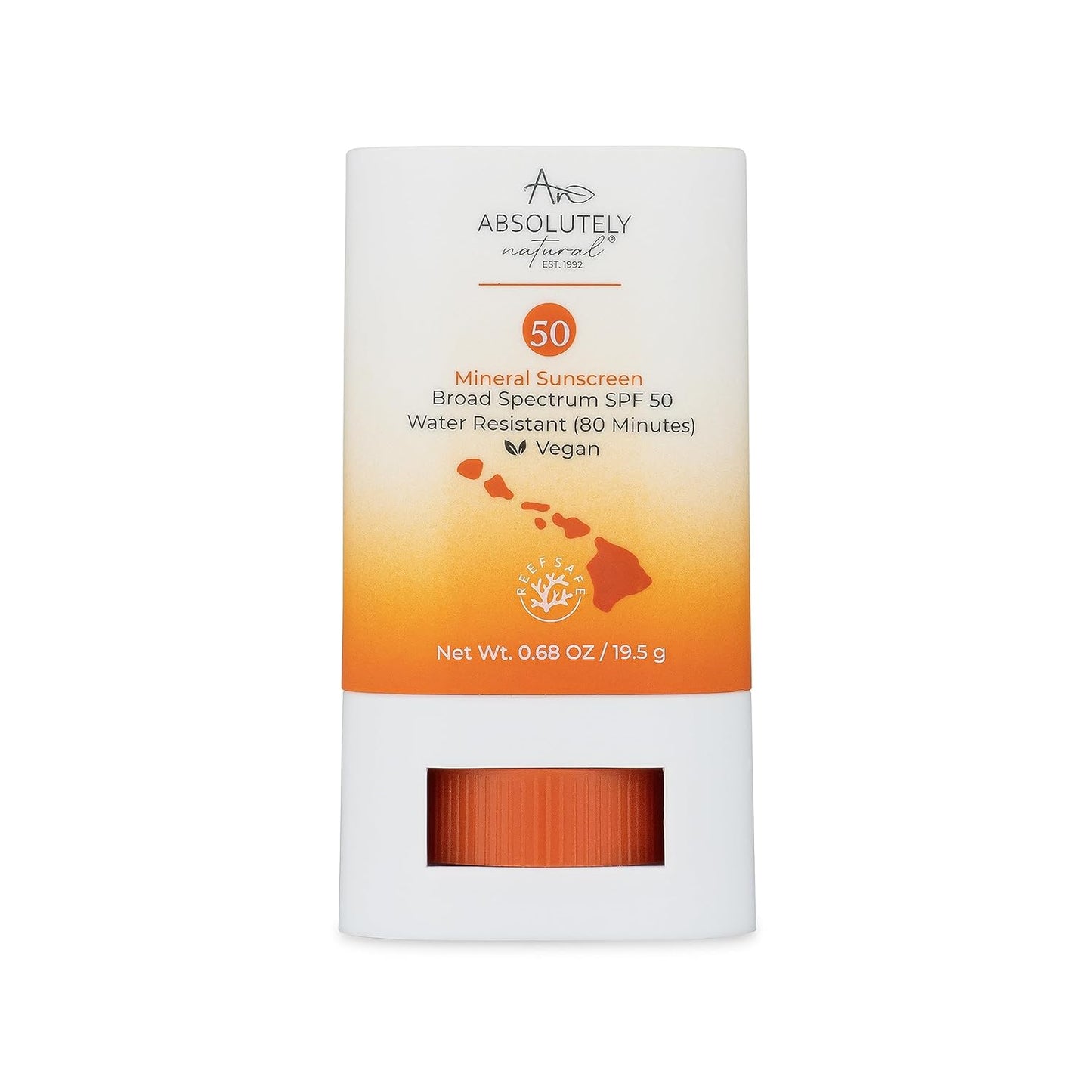 Absolutely Natural SPF 50 Mineral Sunscreen Stick with Rose Hips Oil, Cruelty Free and Reef Safe, Vegan Blend for Face and Body, Made in USA