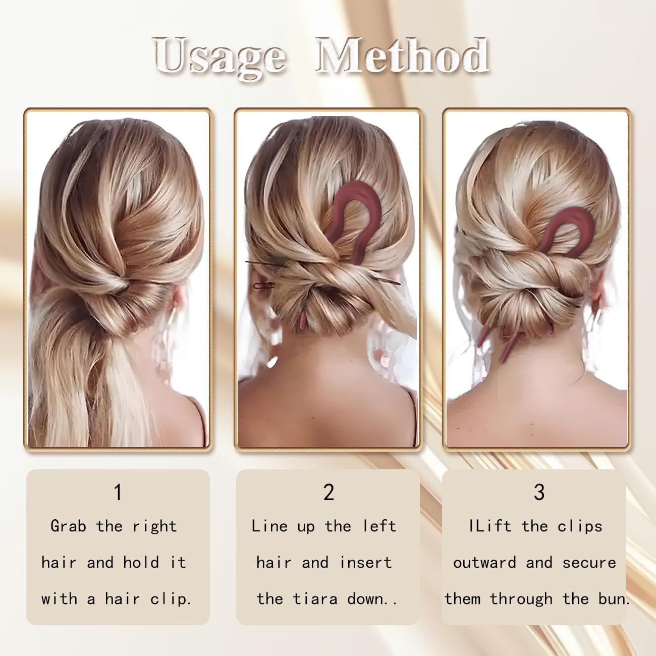 6PCS French Hair Pins for Women, French Twist Hair Pin for Thick Hair, Fashion Hair Pin for Styling Chignon, Wavy U Shaped Hair Clips for Women Hair Accessories