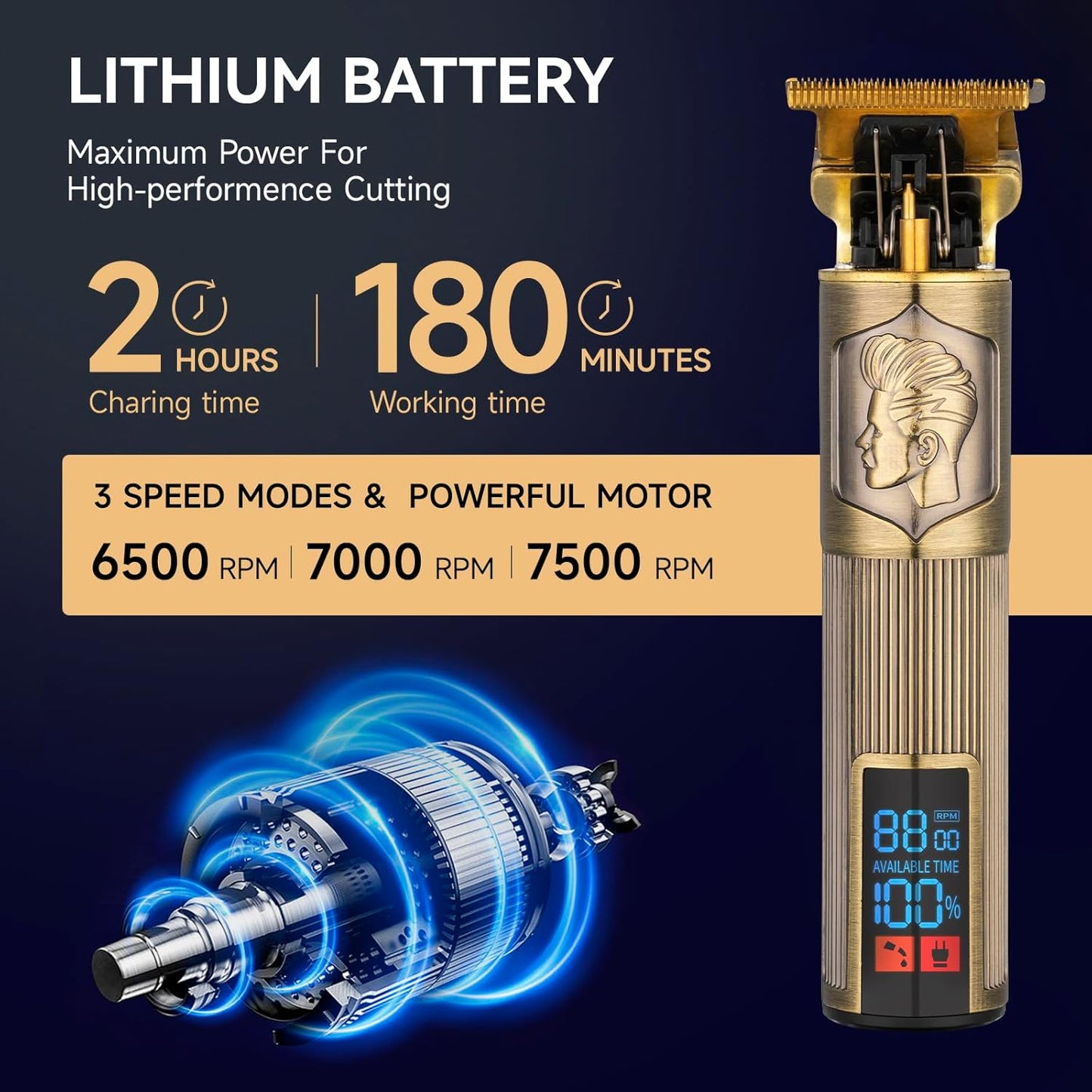 T-Blade Trimmer for Men Professional Hair Clippers Barber Beard Trimme Hair Trimmer with LCD Display T Liners Cordless Zero Gapped Shavers Edgers Clipper for Hair Cutting