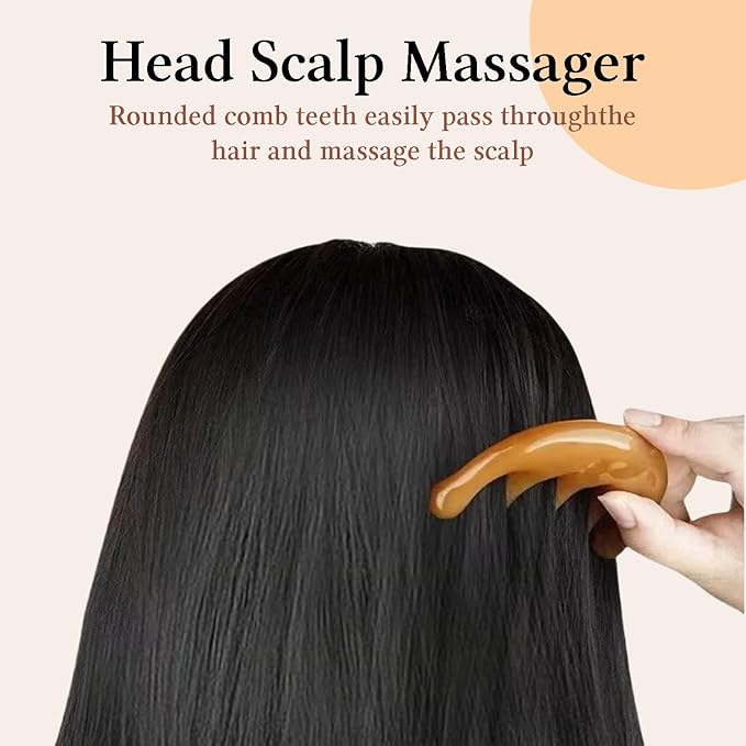 Head Massager Scalp Resin Handheld Wide Tooth Comb Relax Massage Tool for Soothing Head Massage