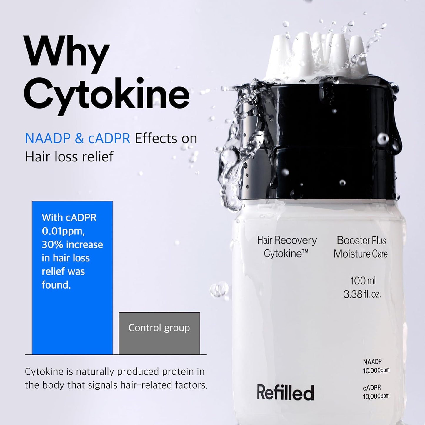 REFILLED Booster Plus Sebum | Hair Growth Serum & Thickening Scalp Treatment with Built-in Massager for Men & Women | Hair Loss & Thinning | Fuller & Baby Hair Regrowth | Fast-Absorbing with Biotin