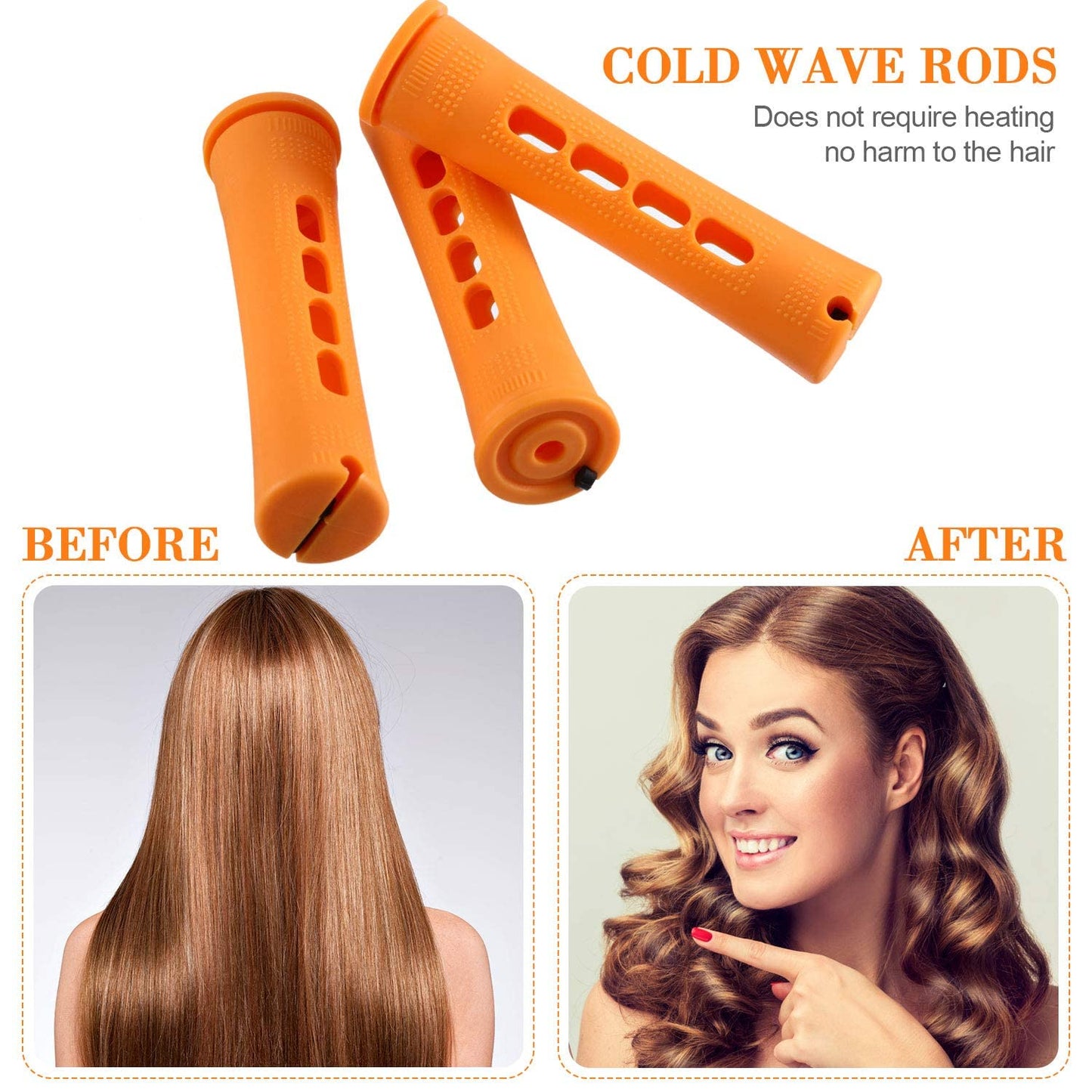 WILLBOND 36 Pieces Cold Wave Rod Hair Perm Rods Hair Rollers Perming Curlers with Steel Rat Tail Comb for Hairdressing Styling