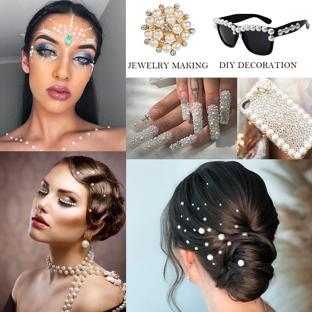 1250 Pcs Self Adhesive Rhinestones Pearl for Makeup Face Gems Eyes 16 Colors Rainbow Rhinestones Face Jewels Stick on Pearls Stickers, Hair Pearl Nail Makeup DIY Decorations