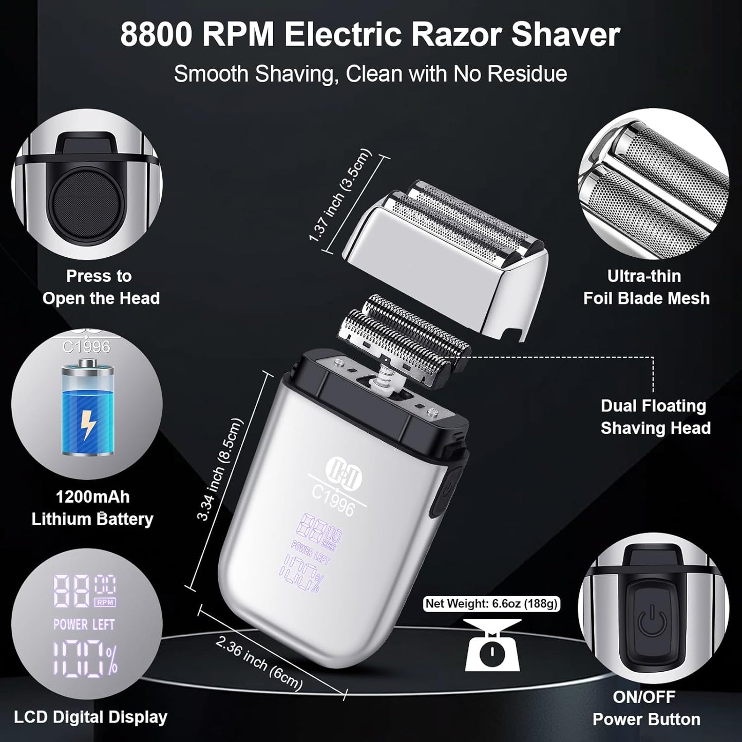 CIICII Mens Hair Clippers and Trimmers Set, Professional Cordless Barber Clippers for Hair Cutting Kit (Electric Razor Shavers & Beard/Hair Trimmer Haircut Kit) Clippers for Men DIY Home Salon