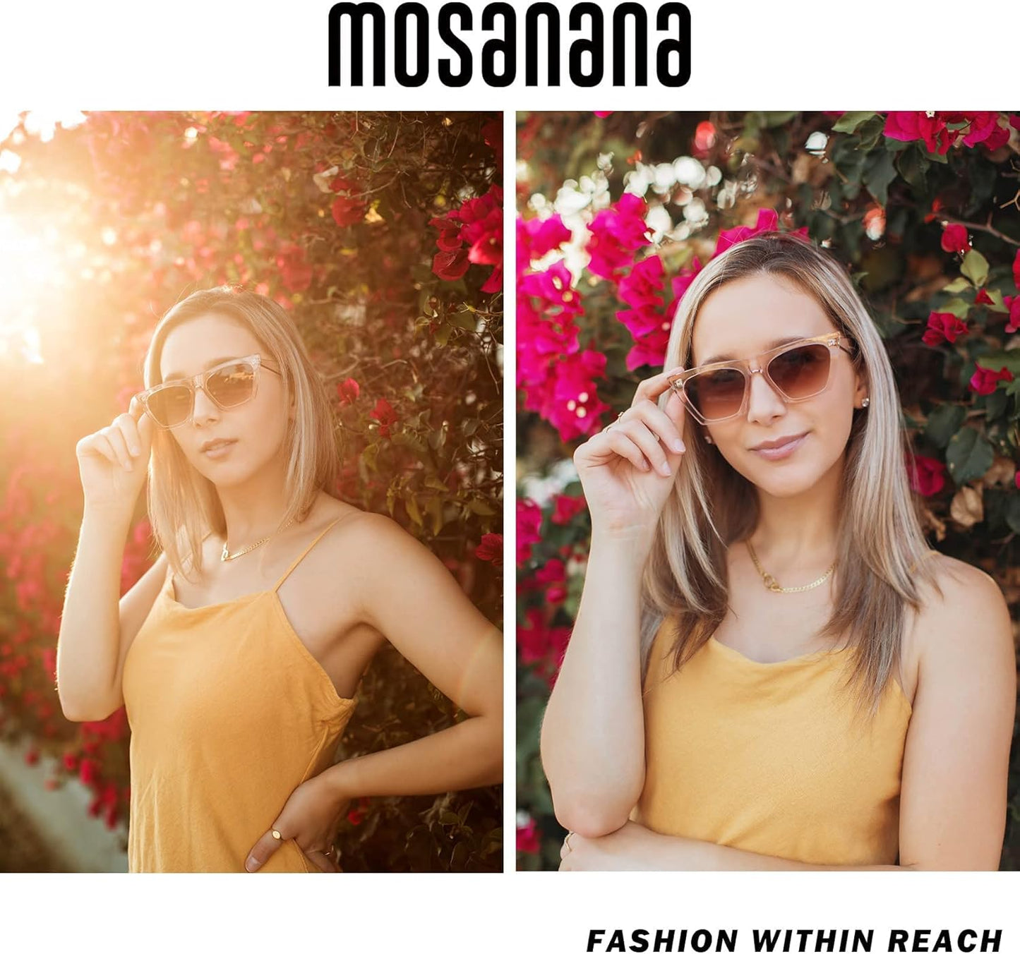 mosanana Square Cat Eye Sunglasses for Women Trendy Retro Cool MS51801