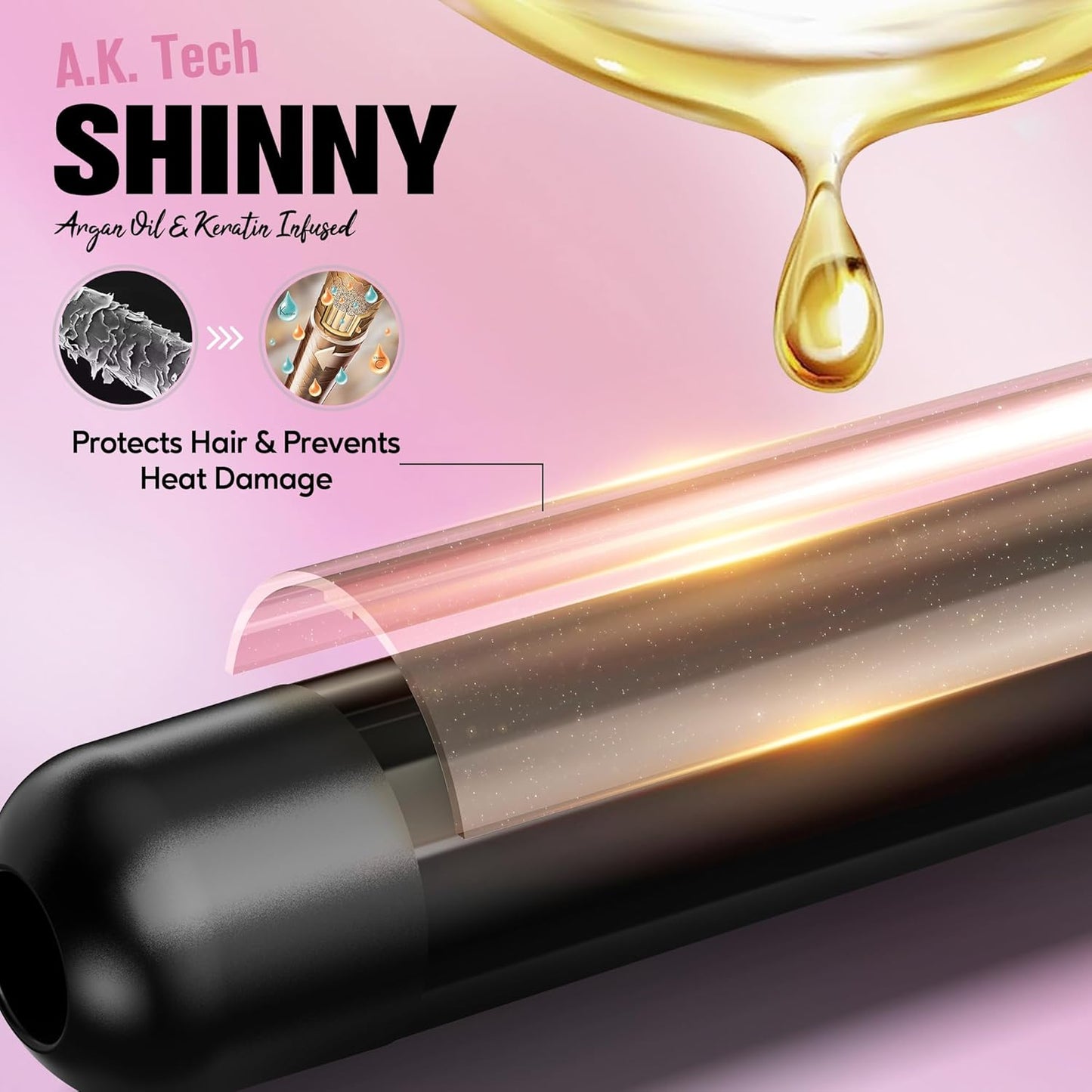 Farery 1.5 inch Curling Iron For Long Hair, Lightweight Long Barrel Curling Iron 1 1/2 Inch, Ceramic Curling Wand Infused Argan Oil & Keratin for Bouncy Curls, 9 Temp Digital Display & Lock Key, Glove