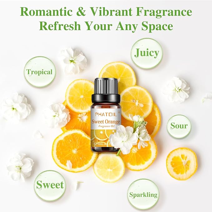 10Pcs Fruity Fragrance Oil Set, Coconut, Cherry, Apple, Strawberry, Mango Candle Scents for Candle Making, Freshie Scents for DIY Soap Making, Diffuser Oil Scents Set