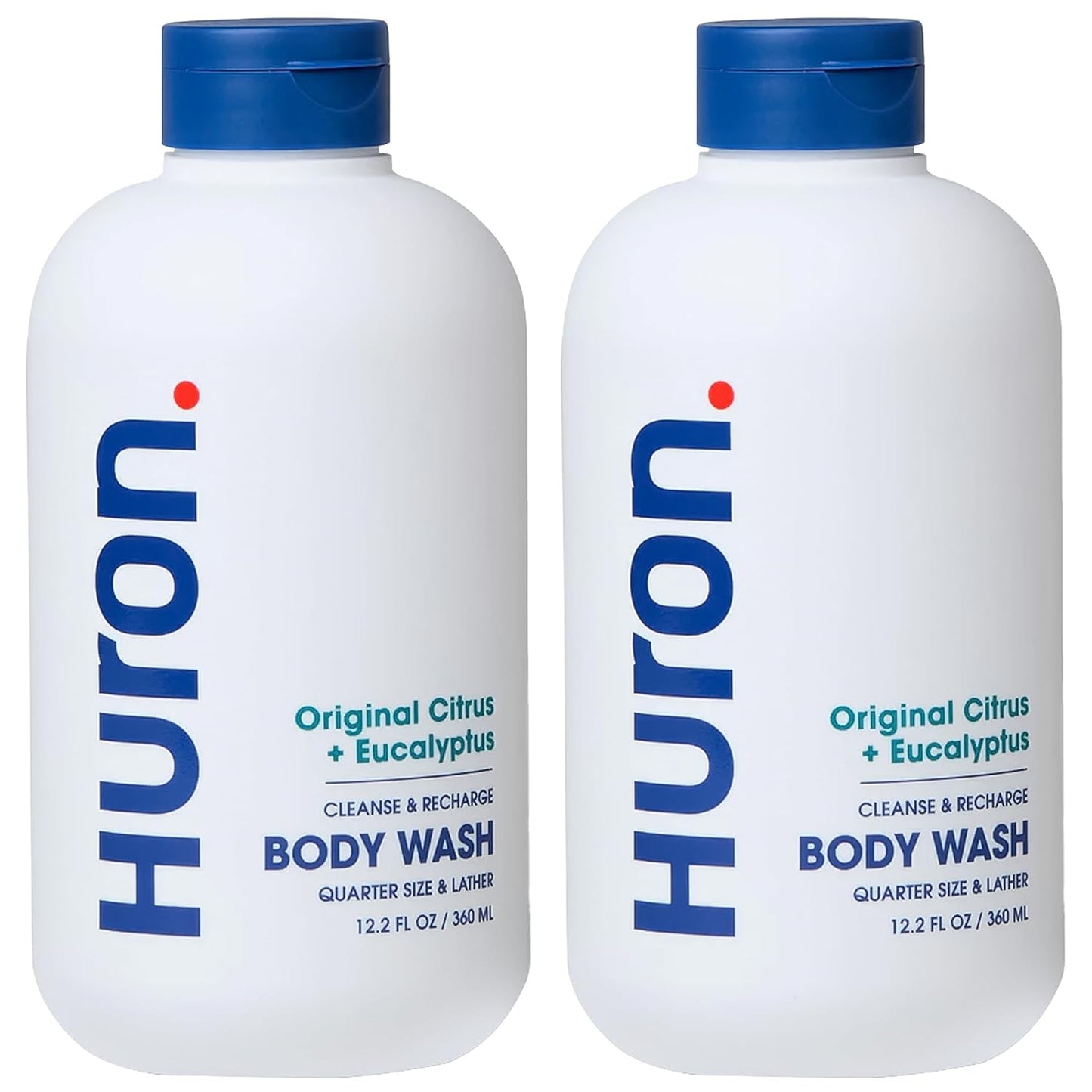 Huron Men’s Moisturizing Body Wash – Crisp & Invigorating Scent of Citrus, Eucalyptus, Mint, & Aromatic Greens - Coconut Oil, Vitamin E & Witch Hazel – Vegan, Cruelty-Free - 12.2 fl oz (2 Pack)