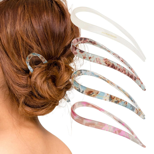 French Hair Pin Tortoise Shell French Hair Pins for Women Girls Buns U Shaped Hair Pins for Women Styling 4PCS Hair Fork for Thick Thin Hair Accessories