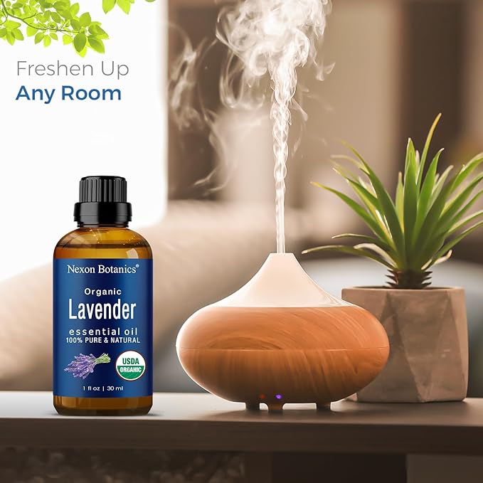 Organic Lavender Essential Oil 30 ml - Pure Natural Oils for Diffuser, Aromatherapy, Skin & Hair Care, Sleep Support - Aceite De Lavanda Orgánico - Nexon Botanics