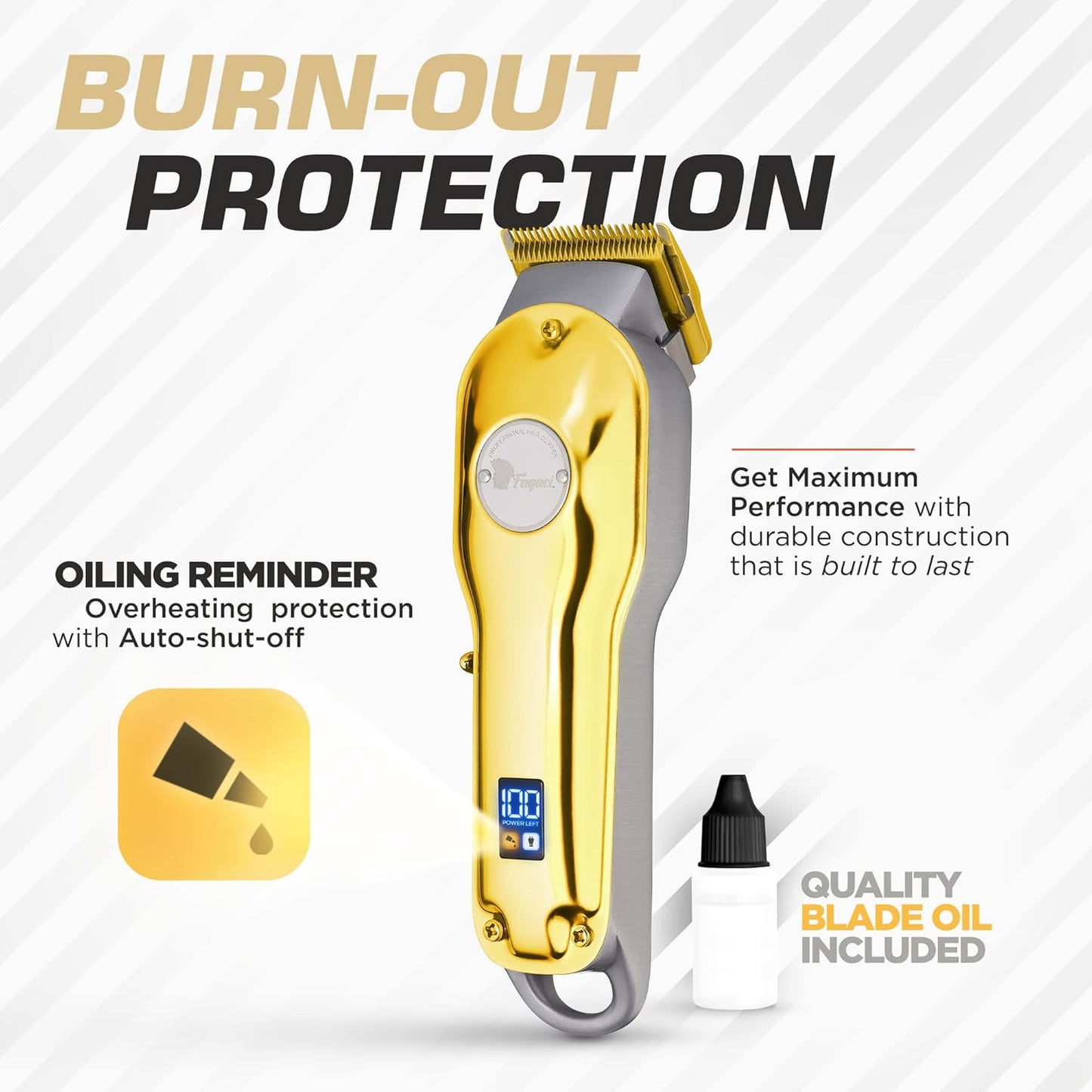 Fagaci Professional Hair Clippers - Cordless, Fine Cutting, Barber Kit for Men