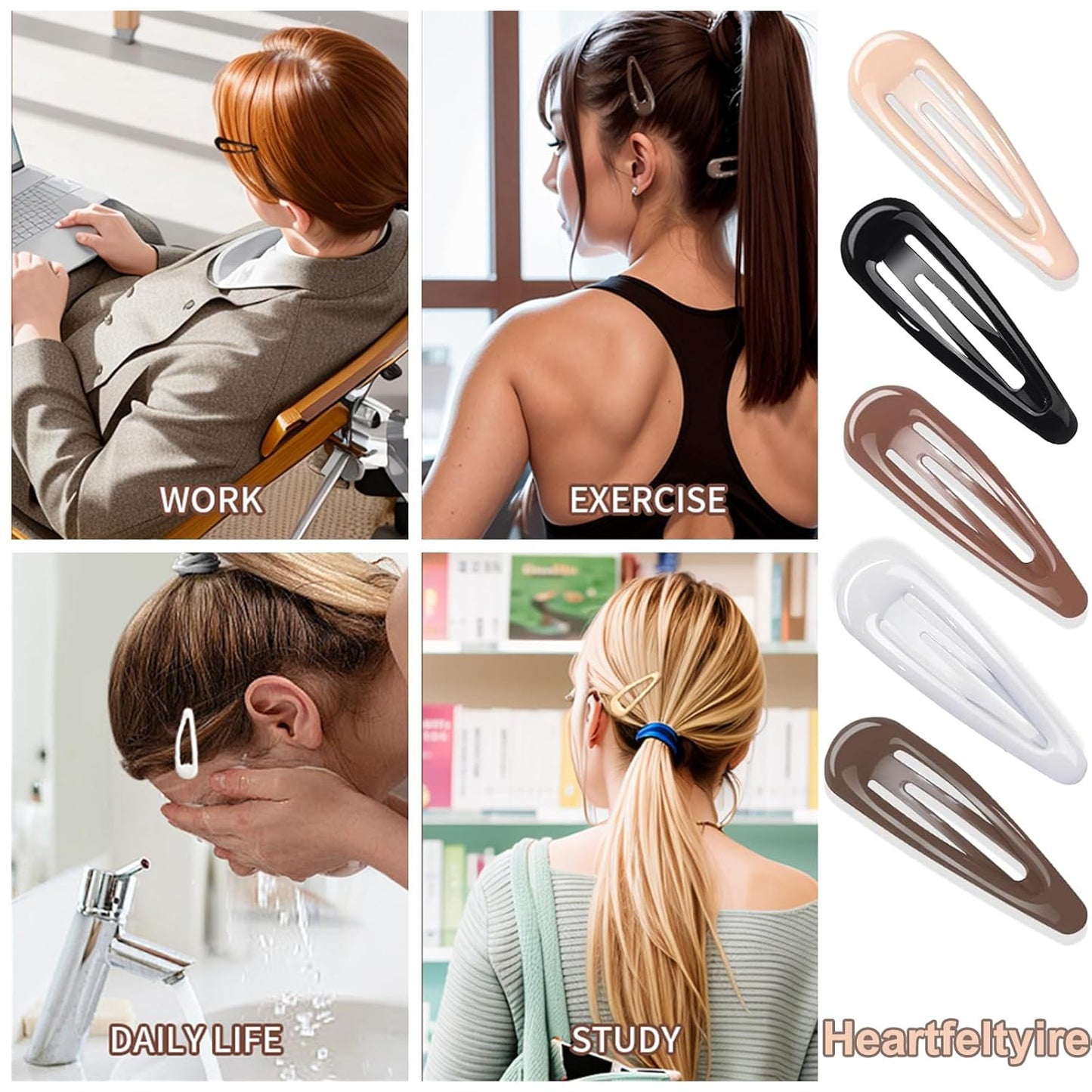 20PCS Small Metal Barrettes for Women - Snap Hair Clips for Thin & Thick Hair, 1.97 Inch No Slip Hair Clips (White Black Beige Brown Coffee)