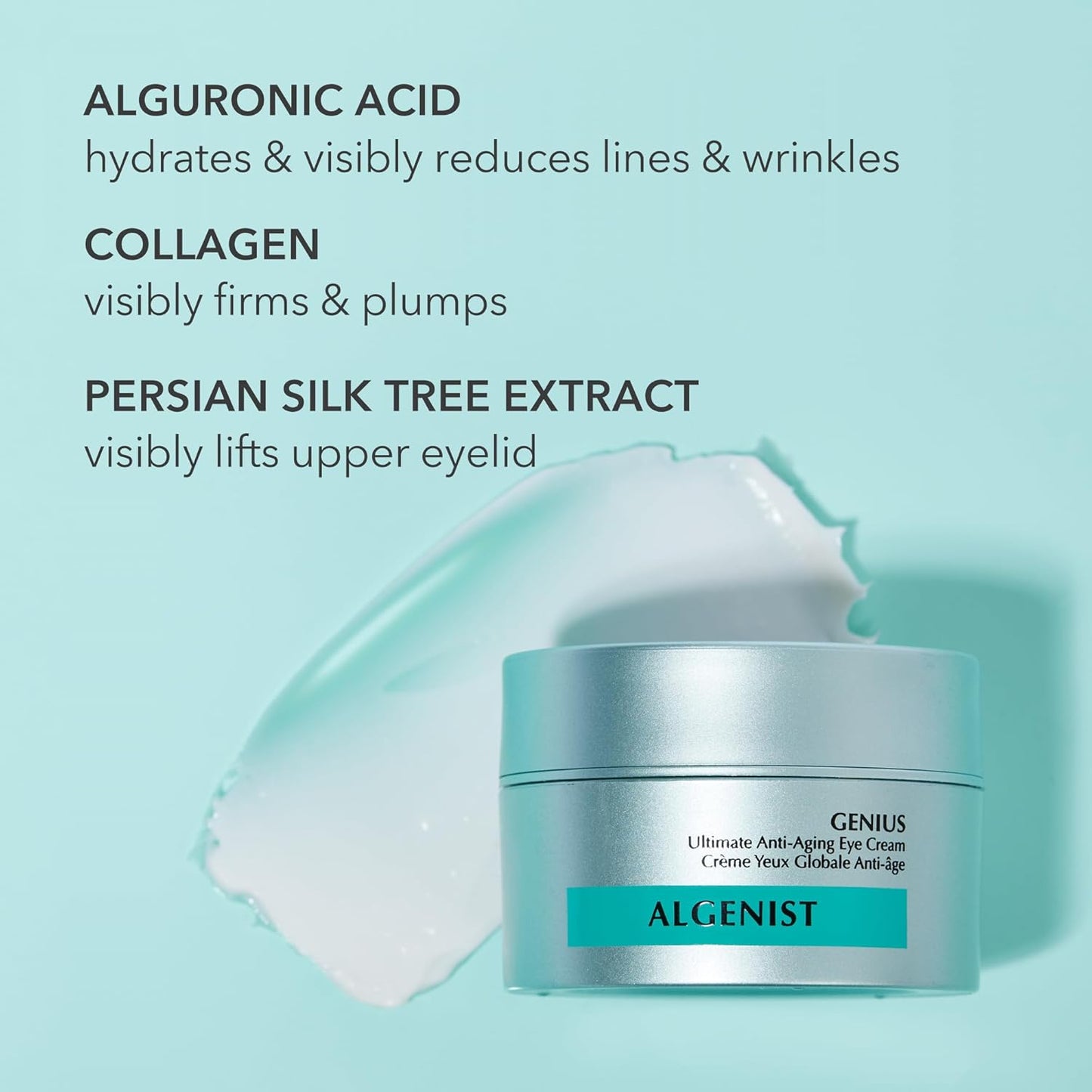 Algenist GENIUS Ultimate Anti-Aging Eye Cream - Firming Under Eye Cream with Collagen + Microalgae Oil - Helps to Visibly Plump, Smooth and Restore Radiance To Delicate Eye Area (0.5 oz)