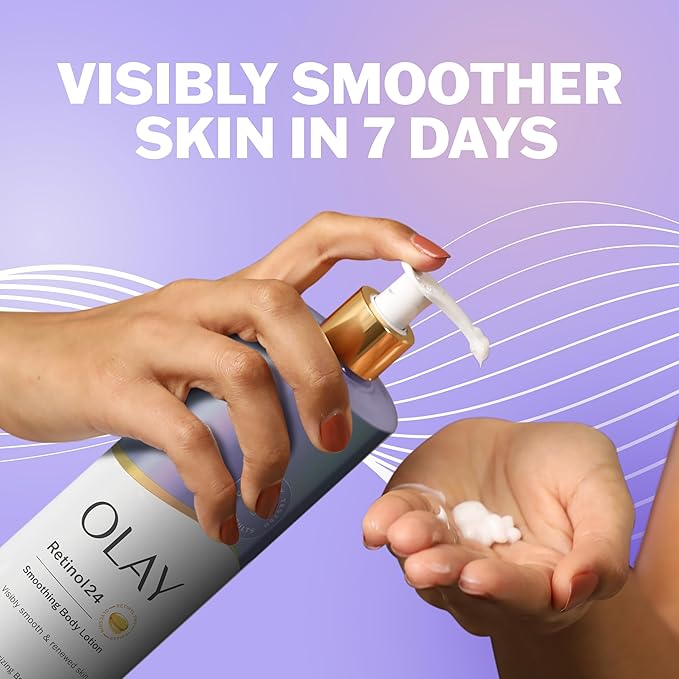 Olay Body Lotion for Women, Smoothing with Retinol Serum, Visibly Smoother Skin, 24hr Moisture & Hydration, Fast Absorbing Formula, Vitamin B3 Complex, For All Skin Types, 17 fl oz