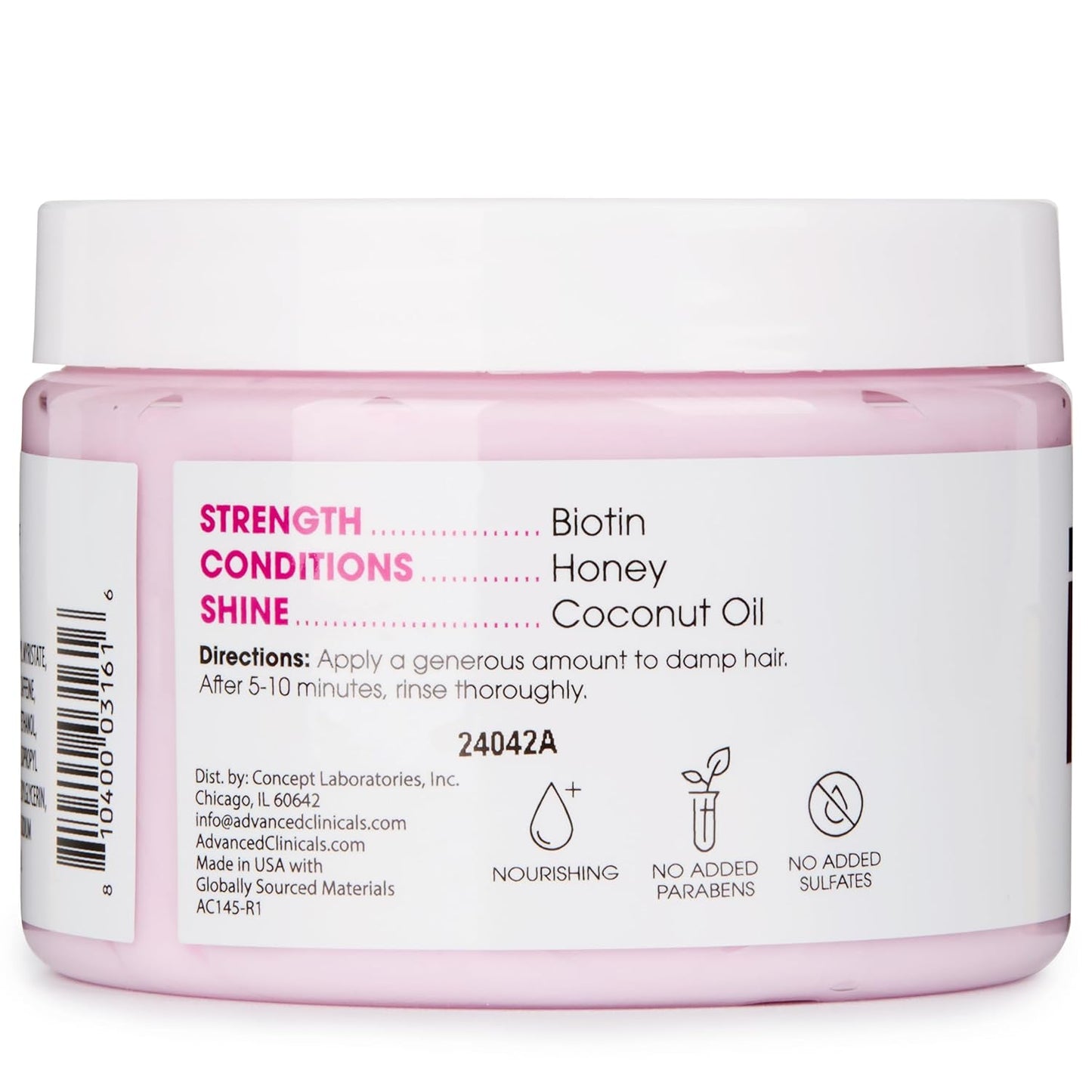 Advanced Clinicals Biotin Hair Treatment Anti-Breakage Repair Hair Mask. Strengthen Broken, Color-Treated Hair W/Repairing Deep Conditioner Manuka Honey & Caffeine To Restore Weak Hair, (Pack Of 2)