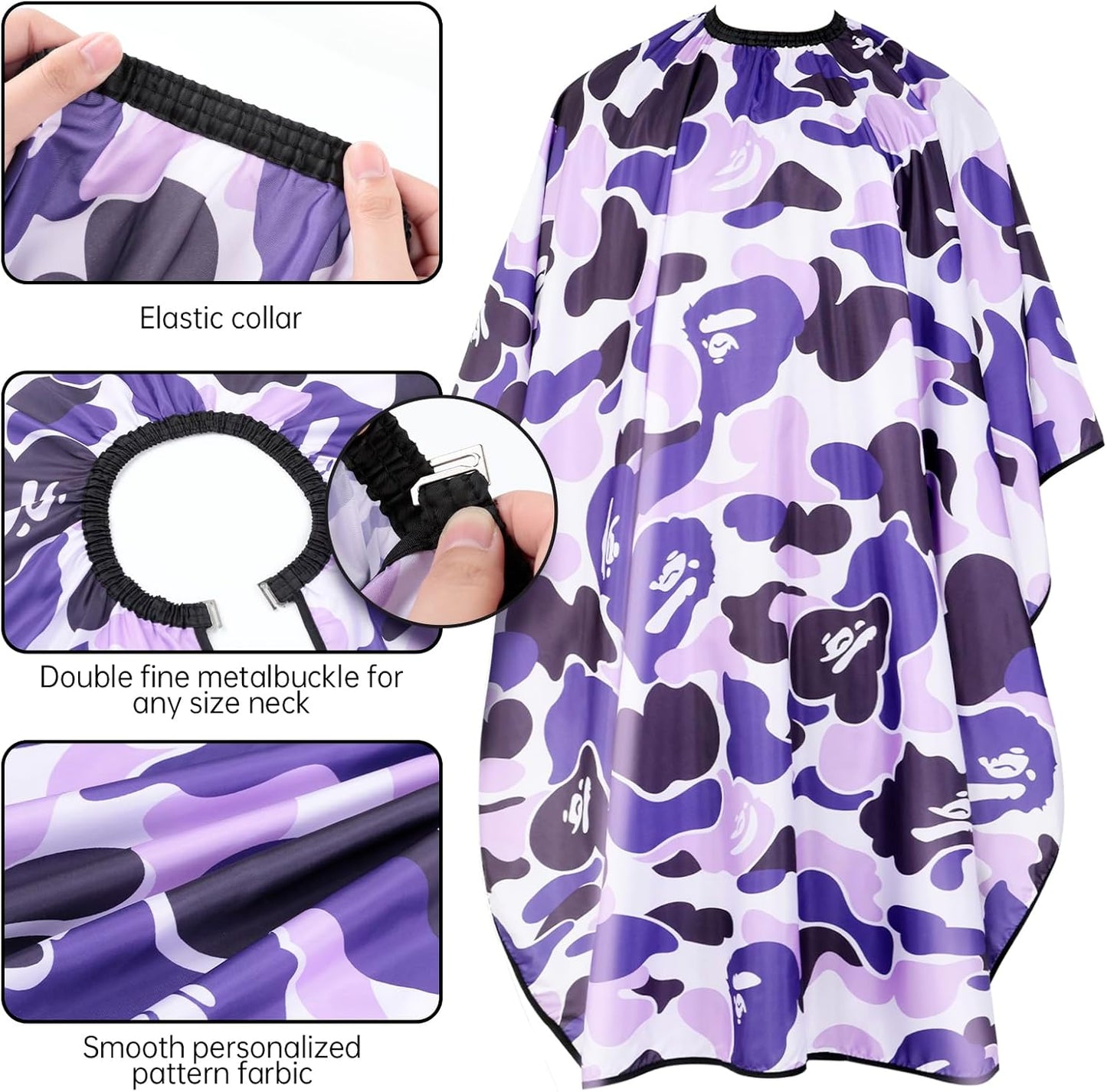 Professional Hair Cutting Cape Waterproof Barber Cape for Men Polyester Hair Styling Cape with Elastic Neckline