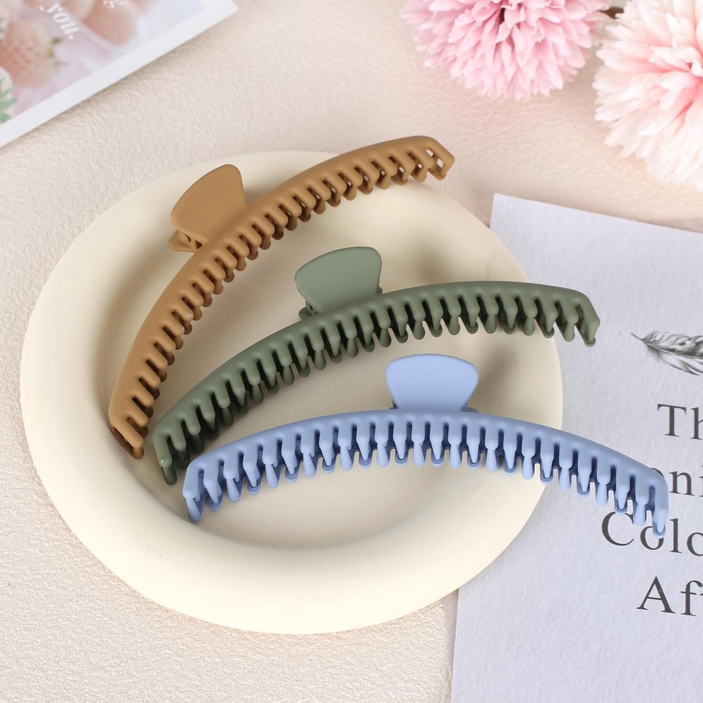 Hold Everything Hair Claw Clips for Thick and Thin Hair Big Hair Barrettes for Women and Girls Straight Wavy and Curly Hair Strong Hold Claw Clip with 52 teeth (7-Color)