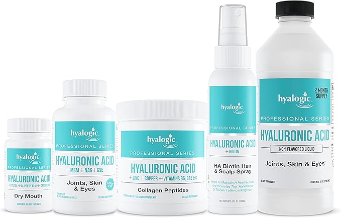 Hyalogic Hyaluronic Acid Delayed Release Capsules | Combo Formula w/Glucosamine MSM | Support Healthy Joints, Eyes and Skin and Overall Body | Promote Healthy Skin | 120 mg | Non-GMO (30 Count)