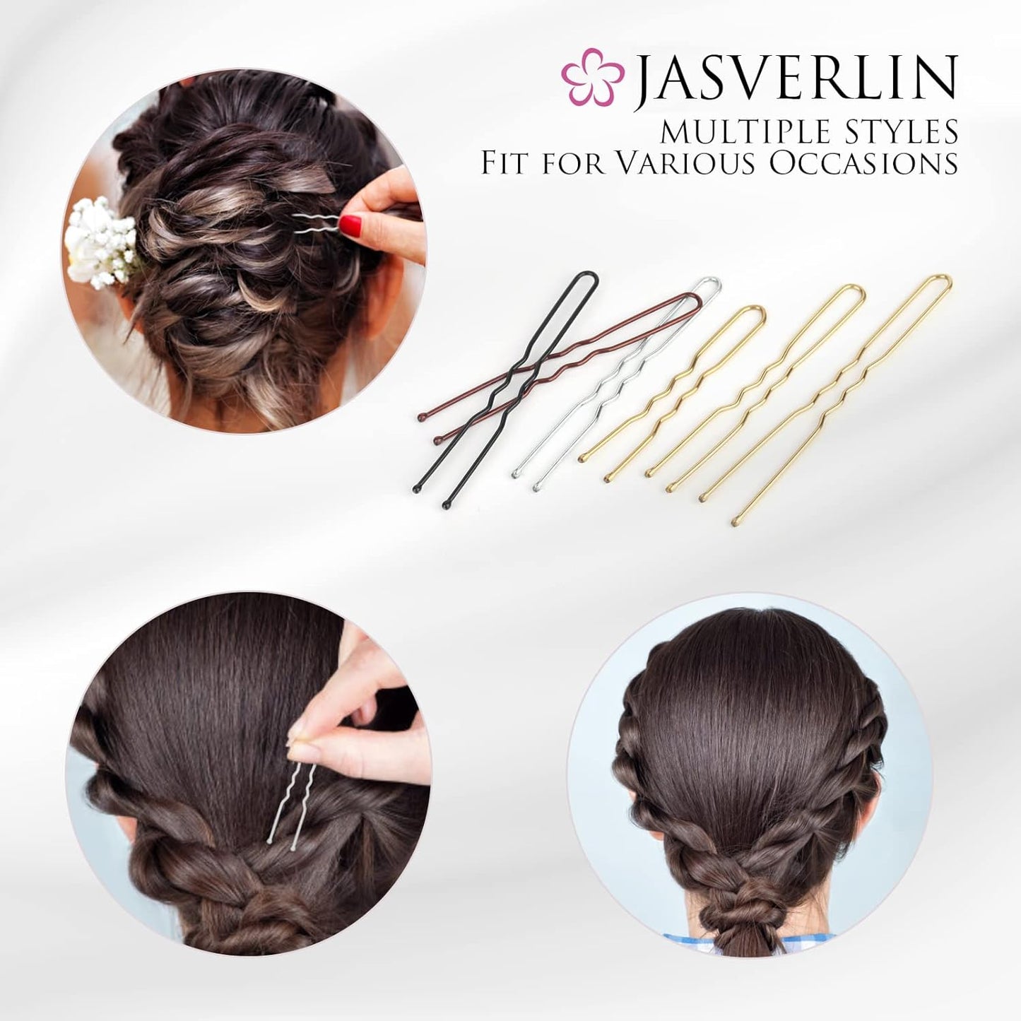 U Shaped Bobby Hair Pin Silver Bun Clips Bunheads Hairpins for Women Girls Updo White Accessories Large Long Mini 3 Size Assortment 150pcs