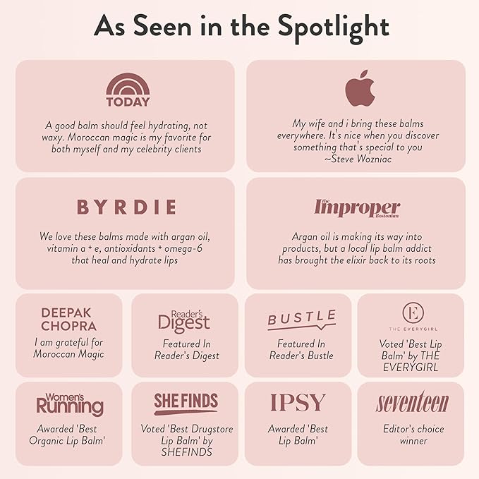 Moroccan Magic Organic Pure Coconut Lip Balm 3 Pack | Ultra-Hydrating Argan & Essential Oil Lip Moisturizer + Vitamin E | Natural Chapsticks for Dry Lips | Smooth, Non-Toxic | Organic Lip Balm Set