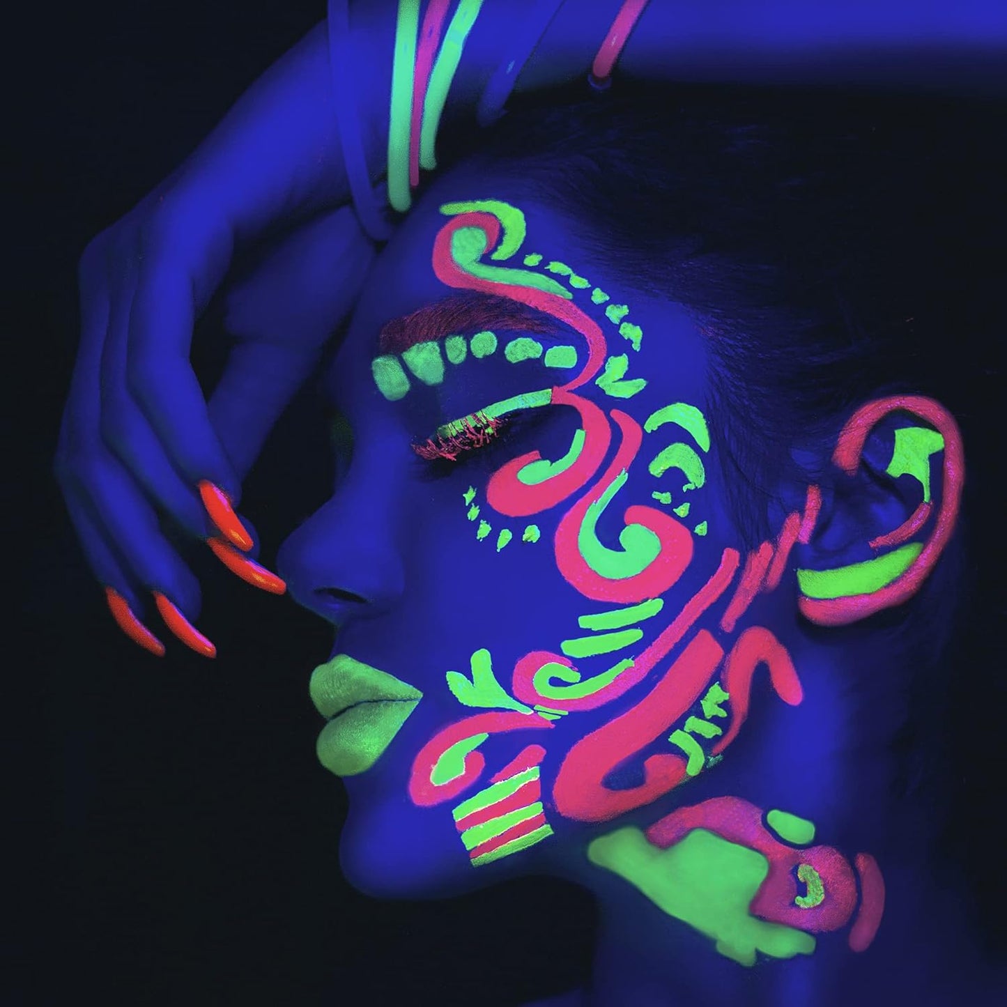 Green Eye Black Footabll, UV Neon Green Face Paint Stick, Non-Toxic Oil Based Face Makeup Body Paint Stick High Pigmented Body Paint Makeup Caryons for Halloween Special Effect Sfx Makeup