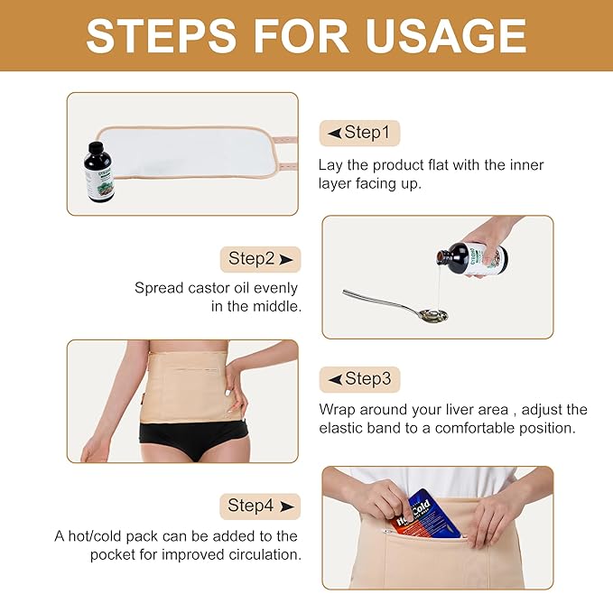 Castor Oil Organic Cold Pressed Unrefined Glass Bottle,Castor Oil Pack Wrap Organic Cotton for Stomach-Neck-Abdomen -Knee-Arm.organic castor oil for Hair Growth -Face-Lashes & Eyebrows