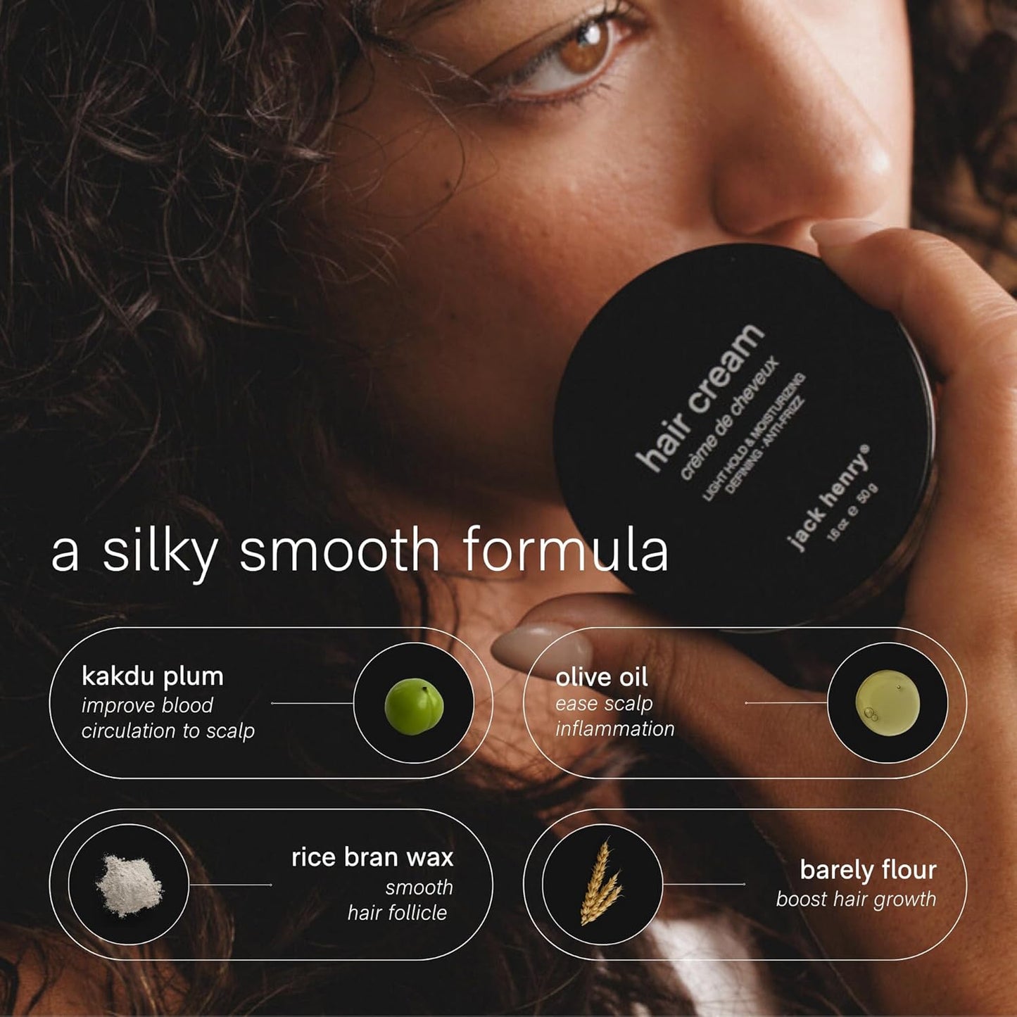 Jack Henry Hair Styling Cream for Men & Women - Light Hold, Subtle Shine - Lightweight Formula to Tame Frizz & Flyaways - Works for All Hair Types