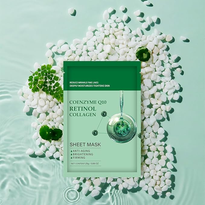 Deep Collagen Face Mask 10 Pack, Overnight Collagen Anti Wrinkle Lifting Mask, Hydrating Mask and Pore Minimizer for Face - Korean Skin Care (Collagen Face Mask)