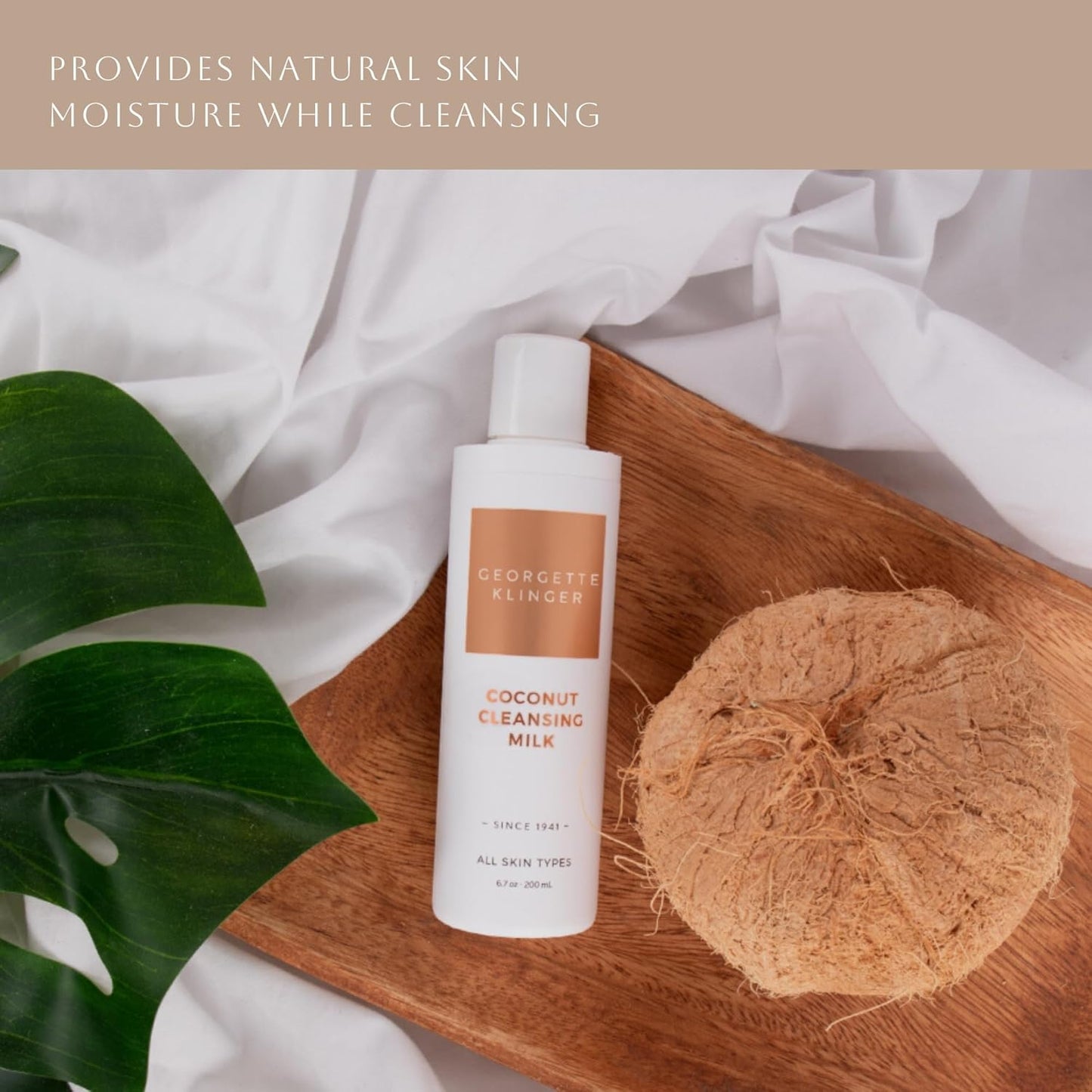 Georgette Klinger Coconut Cleansing Milk - Natural Face Wash for Women, Gentle Makeup Remover That Restores Moisture with Nutrient-Rich Coconut Oil, Vegan for All Skin Types - 6.7 oz