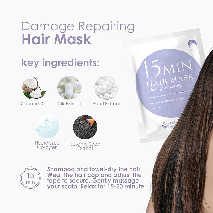 15 Min Pamper Me Kit by Naisture – Korean Spa and Skincare Kit for Women with Hair Mask, Hand and Foot Masks, Eye Mask, and Face Masks