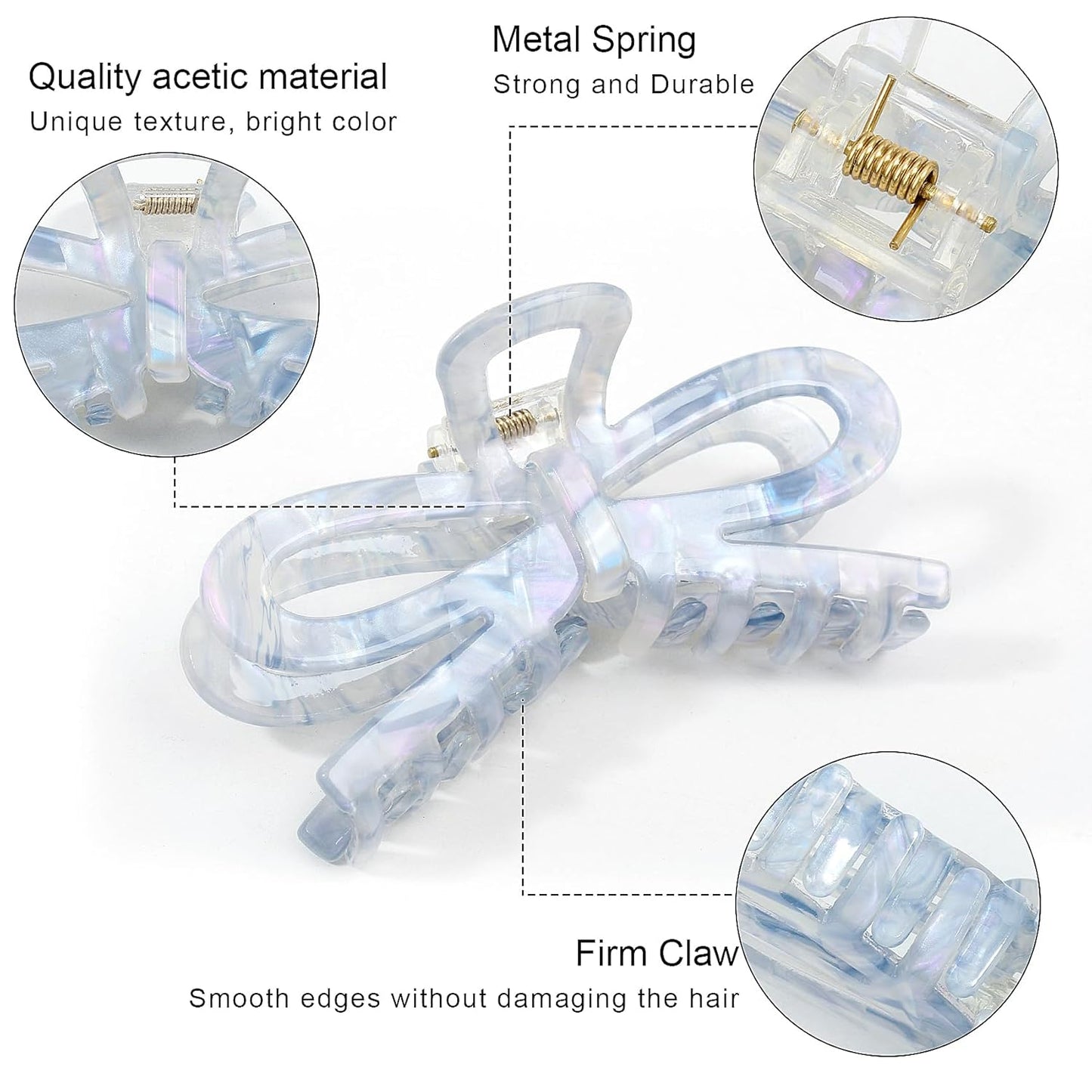 Jayongnee 3 PCS Bow Hair Claw Clips for Women - Non-Slip Hair Clamps for Thin or Thick Hair - Cute Butterfly Hair Accessories for Women Girls - Elegant Hair Styling Accessories (bow 6, Medium)