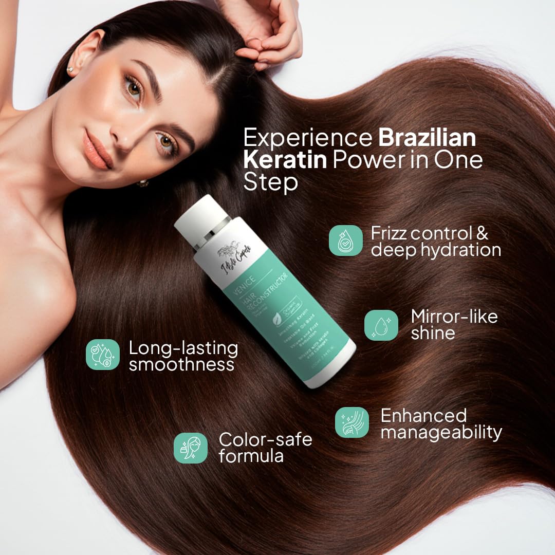 I Belli Capelli Venice Smoothing Keratin Kit - Brazilian Hair Straightening Treatment for Silky Soft Hair (250g), Pack of 2