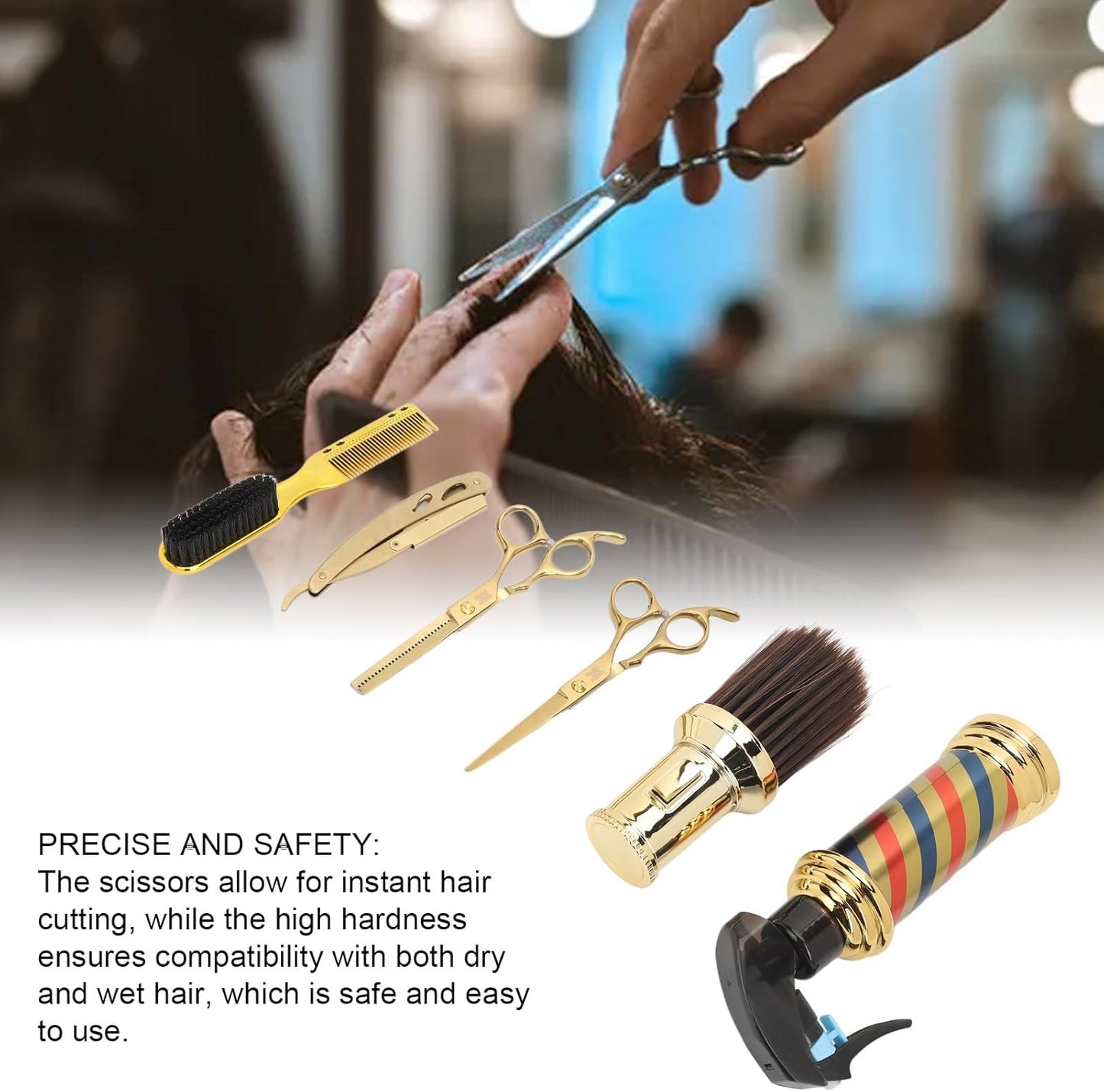 6pcs Hair Cutting Scissors Kit, Salon Haircut Scissors Barber Shears Set with Cutting Thinning Scissors Comb Spray Bottle, Hairdressing Shears Set for Men Women at Home or Salon, Wholesale Business