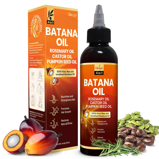 Batana Oil for Hair Growth with Rosemary, Castor, and Pumpkin Seed Oils, 100% Pure Unrefined Honduran Formula, Strengthens, Nourishes, Revives Scalp & Strands, Natural Care for All Types (5oz)