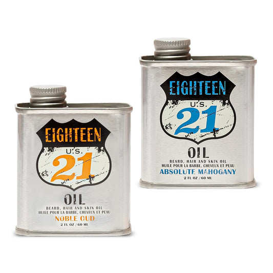 18.21 Man Made Noble Oud & Absolute Mahogany Beard, Hair & Skin Oil 2-Set Bundle, All Hair & Skin Types for Men, Strengthens and Moisturizes in a Manly Aroma