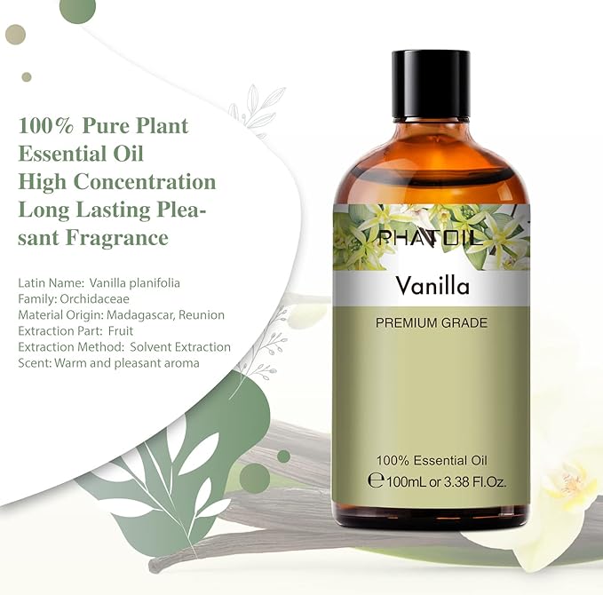 Vanilla Essential Oil 100ML, Vanilla Essential Oils for Diffuser, Humidifier, Aromatherapy, Sleep, Relax